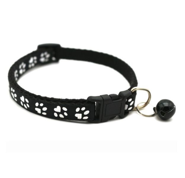 Dog Collar with Bell Black Adjustable 18-32cm