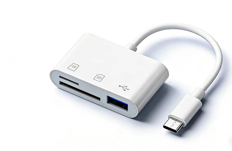 Type-C to SD/TF/USB - Multi-function Card Reader - White