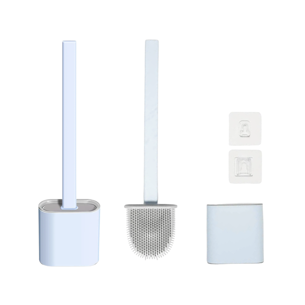 2 Pack Silicone Wall Mountable Toilet Brush with Holder - Light Blue