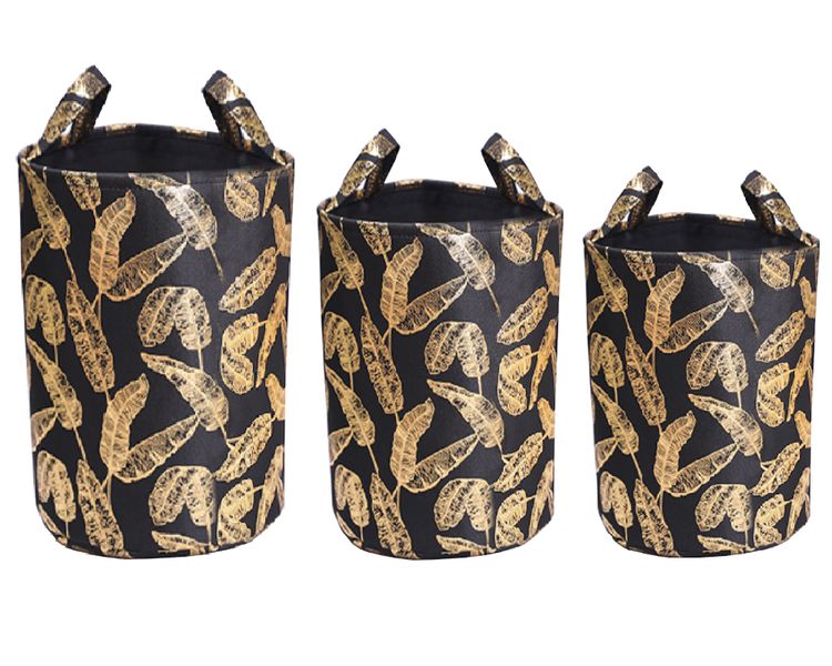 Everglitz 3 Piece Elegant Collapsible Feather Print Laundry Basket