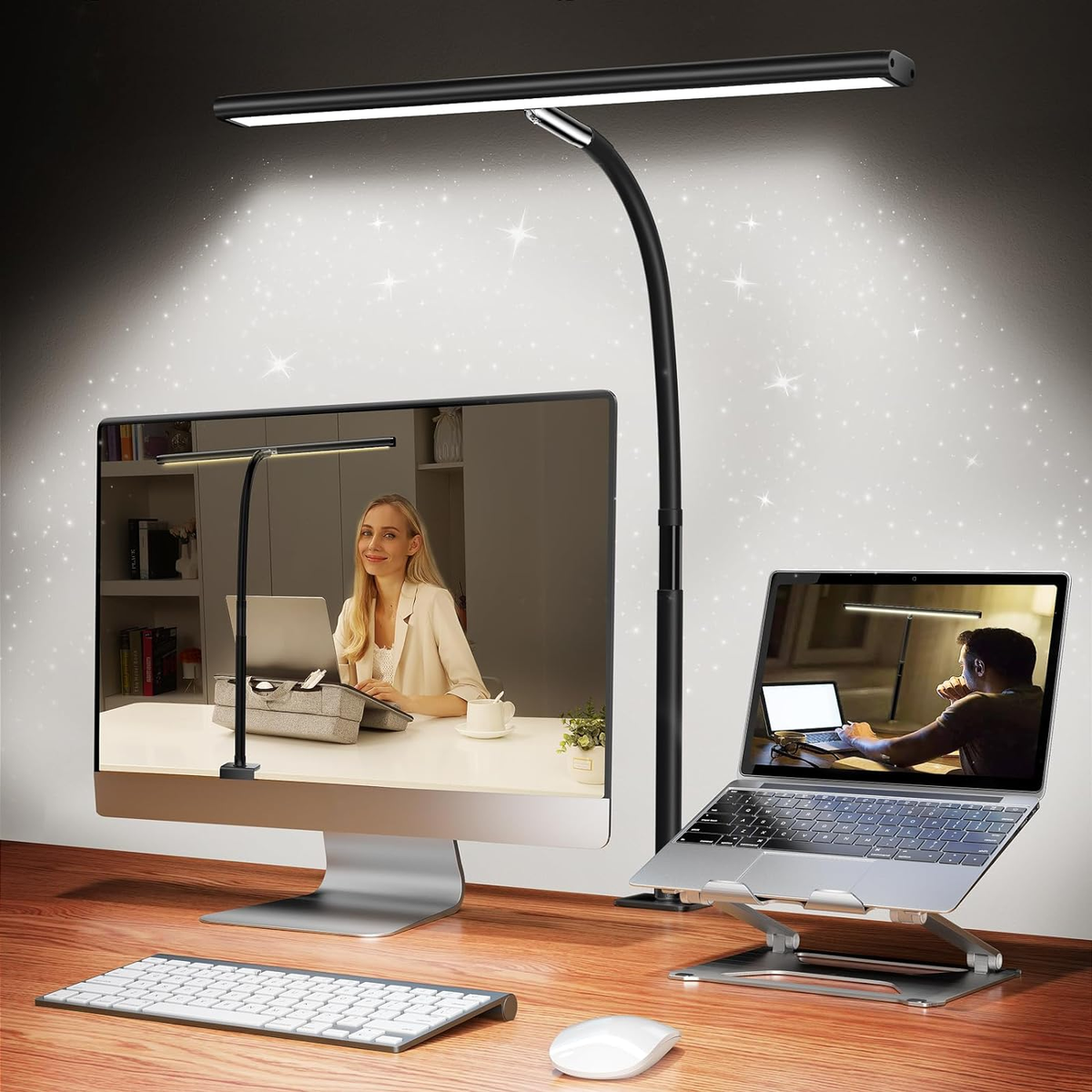 BezosMax LED Desk Lamp with Stepless Adjustable Flexible Gooseneck