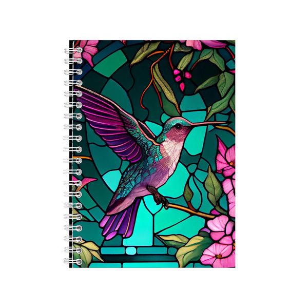 Flower Hummingbird Stained Glass Notebook Gift Idea A4 Notepad Pad 88