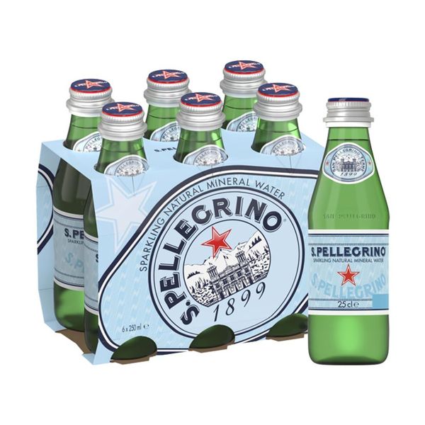 San Pellegrino Sparkling Minter Water Glass Bottles 6x250ml
