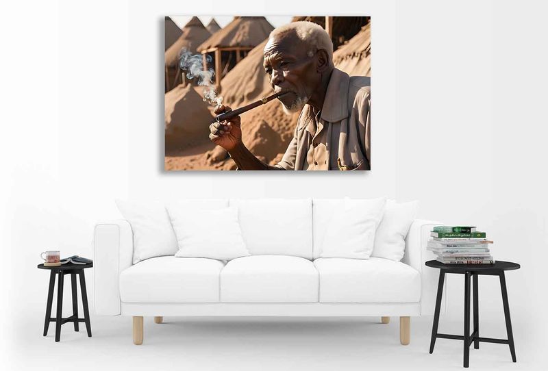 0294 Grandpa smoking pipe Canvas Wall Art