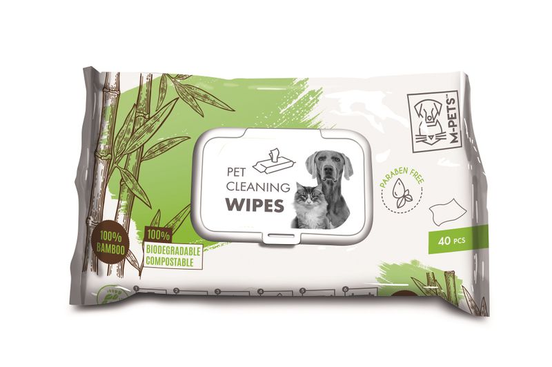 M-Pets Pet Cleaning Wipes 100% Bamboo - 40 Piece