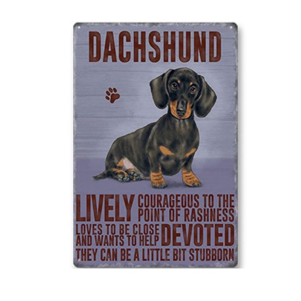 Decor Pet Metal Tin Signs Wall Picture Daschund Black 30cm
