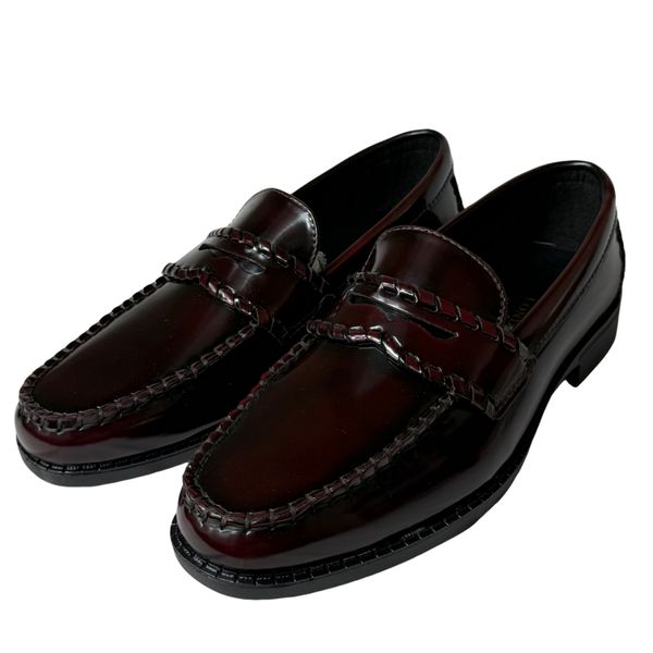 P Crouch &amp; Co Burgundy Moccasin - Classic Leather Slip-On