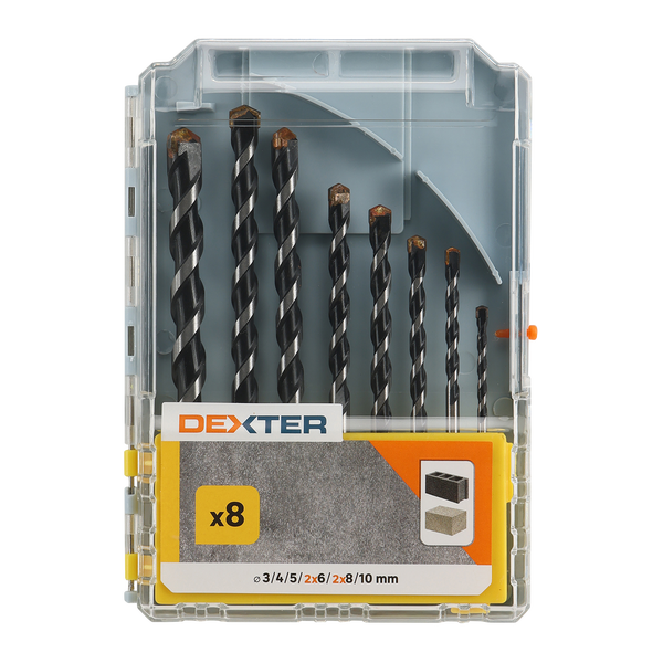 Dexter 8 Piece Concrete Drill Bit Set Round Shank 3/4/5/6/6/8/8/10