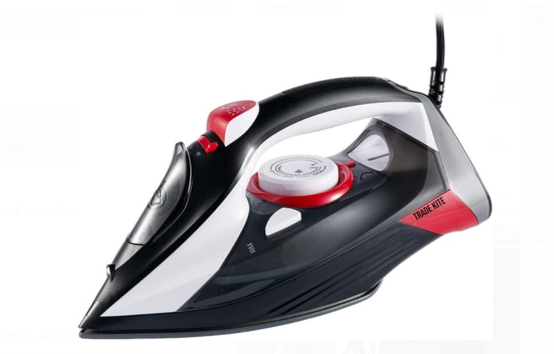 Trade Kite Ceramic Steam Iron 2600W - Anti-Drip, Anti-Calc, Steam Burst,