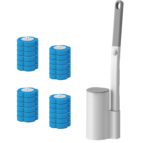 Disposable Toilet Brush with Replaceable Heads - No-Drill Wall-Mounted Tool