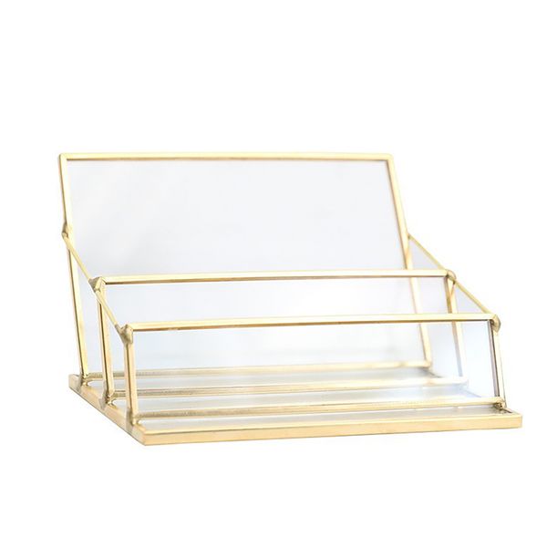 Brass Edge Double-Tier Business Card Holder