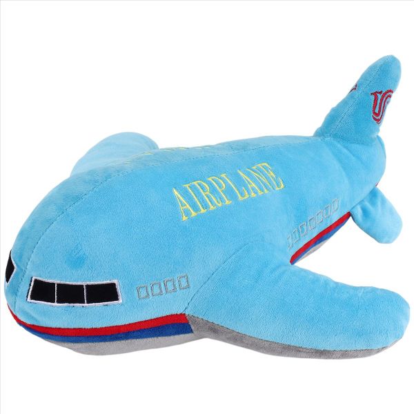 40Cm Simulation Airplane Plush Toys Kids Sleeping Back Cushion Blue