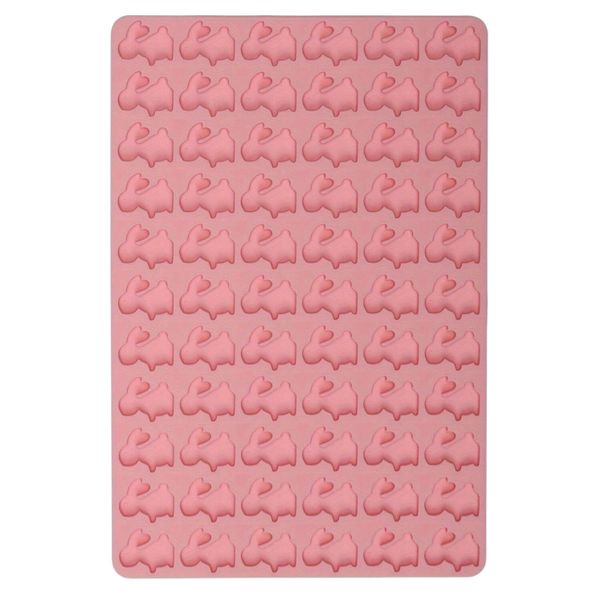 66 Cavity Bunny-Shaped Silicone Candy and Ice Cube Mould - Pink