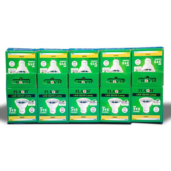 FLASH High-Efficiency 3W LED GU10 Lamp 120D (10 Pack)