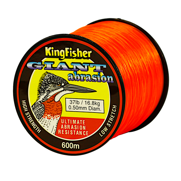 Kingfisher Giant Abrasion Nylon Fishing Line .50MM, 16.8KG/37LB Colour Orange, 600M Spool
