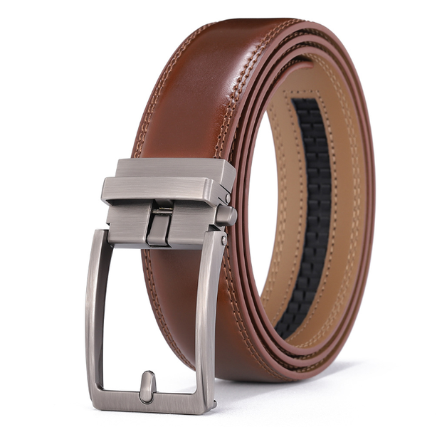 Men's Genuine Leather Automatic Buckle Belt Business Casual Waist Strap