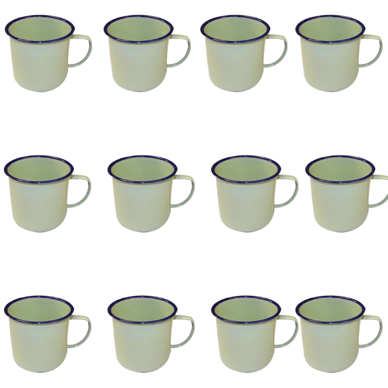 Coffee Enamel Mug 8cm - 12 Pack (Green and Cream) | Shop Today. Get it ...