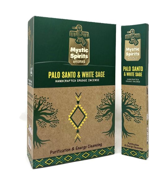 Mystic Spirits Incense Sticks - Palo Santo &amp; White Sage - 12 Pack