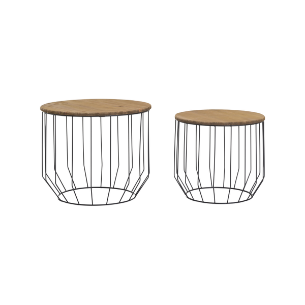 Set of 2 Contemporary Side Tables with High-Quality MDF Wood Top