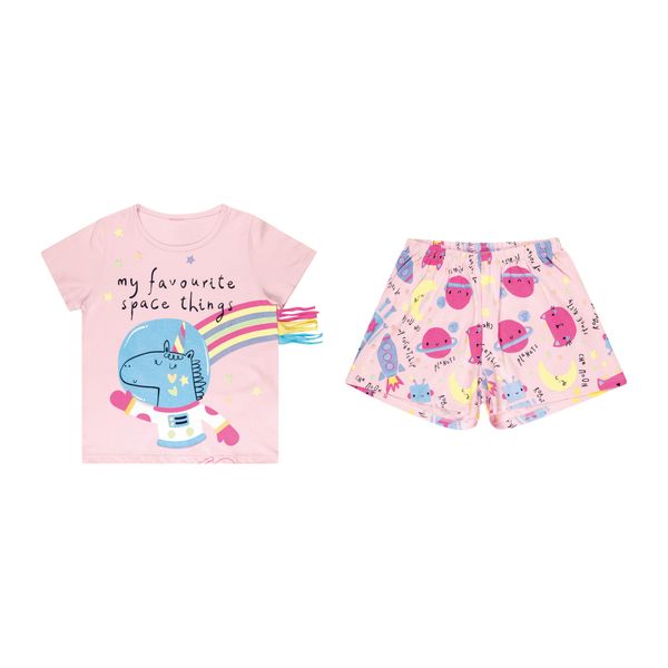 Kamylus Girls Pink Cotton Short Sleeve Pyjamas