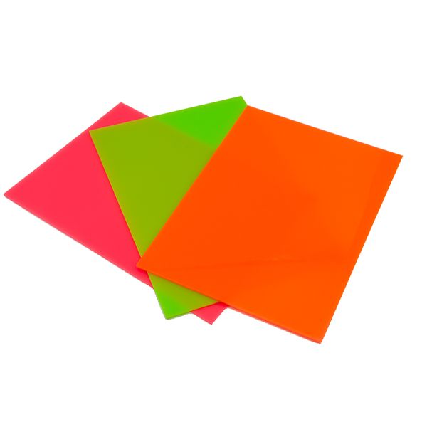 3mm Acrylic Sheet - Neon Orange, Green &amp; Pink (A4)