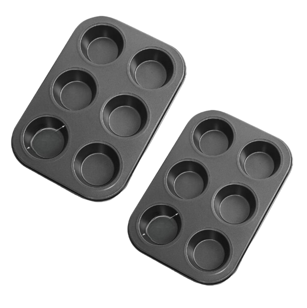 6 Slot Carbon Steel Non-Stick Muffin Pan ( Set of 2 )
