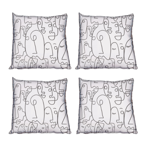 Imaginate - Face Line Art White Scatter Cushion Covers - 4 Piece