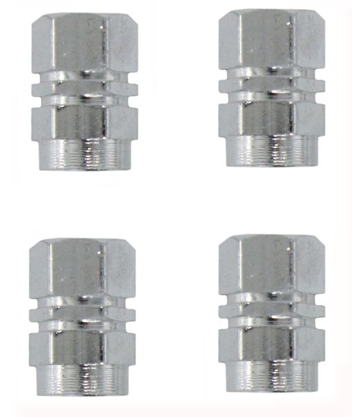 Valve Cap Set 4peice Blister Silver
