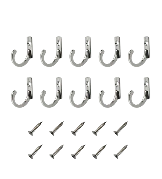 Silver Vintage Style Hanger Hooks Set of 10