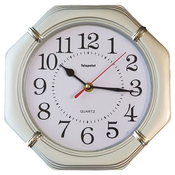 Wall Clock - Silver Octagon