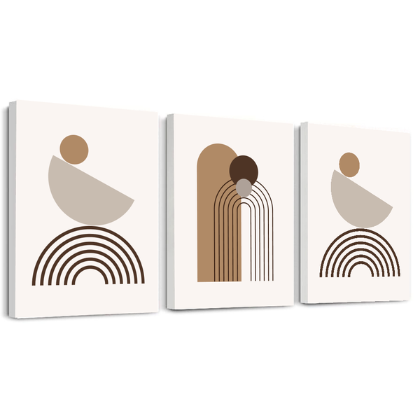 Set of 3 A3 Wall Art Prints Mounted on White Veneered Chipboard-Mid Century