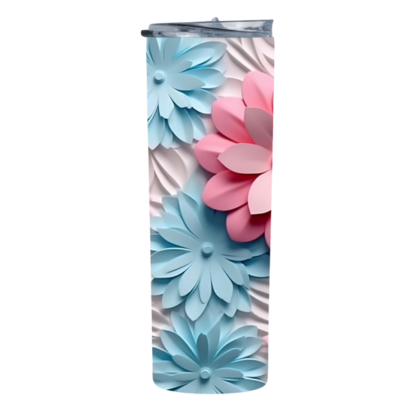Pretty Light Blue Flowers 20 Oz Straight Skinny Tumbler 038