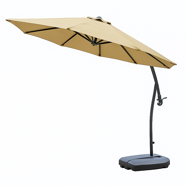 Side Sun Umbrella - 2.7x2.6m Offset Patio Umbrella with Base