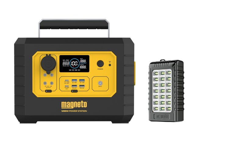 Magneto 1200W Portable Power Station &amp; Magneto Recharge Led Compact Lamp