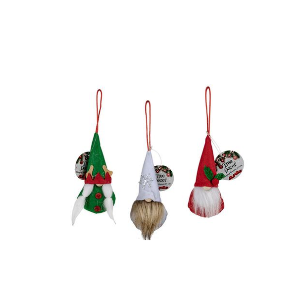 Xmas Hanging Tree Gnome Decor 15cm x 3