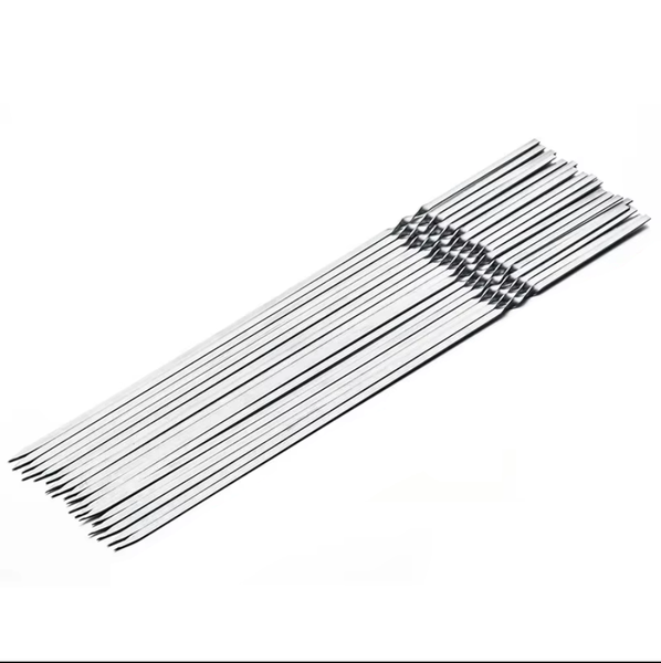 Stainless Steel Kebab Skewers Sticks For Braai &amp; Grill - Pack Of 10 - 39cm