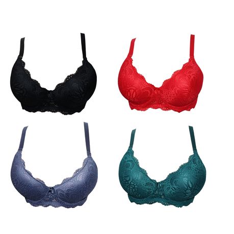 Plus Size Full Coverage Floral Lace Underwired Padded Bra Pack of4, Shop  Today. Get it Tomorrow!