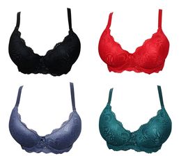 Plus Size Full Coverage Floral Lace Underwired Padded Bra Pack of4 ...