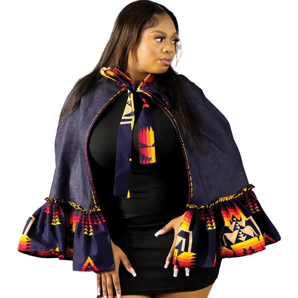 Africa Fashion House Blazin Denim Fire Poncho