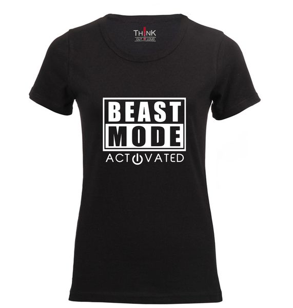 Think Out Loud Ladies "Beast Mode Activated" Short Sleeve Tshirt Black