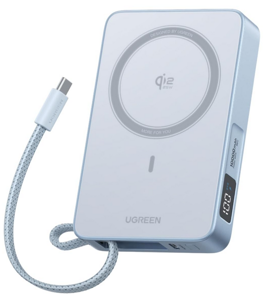 UGreen 10 000mAh MagFlow Magnetic Wireless Power Bank Qi2 25W - Blue