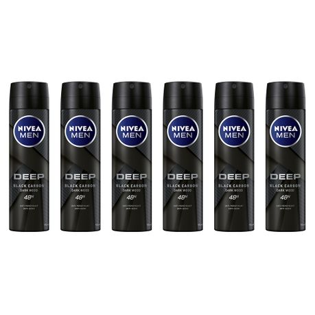 NIVEA MEN DEEP Anti-perspirant Deo Spray with Active Charcoal, 6x150ml, Shop Today. Get it Tomorrow!