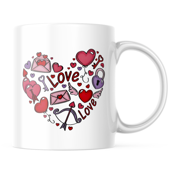 Ceramic Heart Arrow Love Mug - White - 11oz