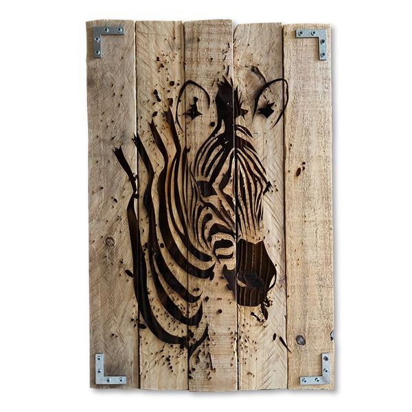 Reclaimed Plywood Engraved With Zebra image