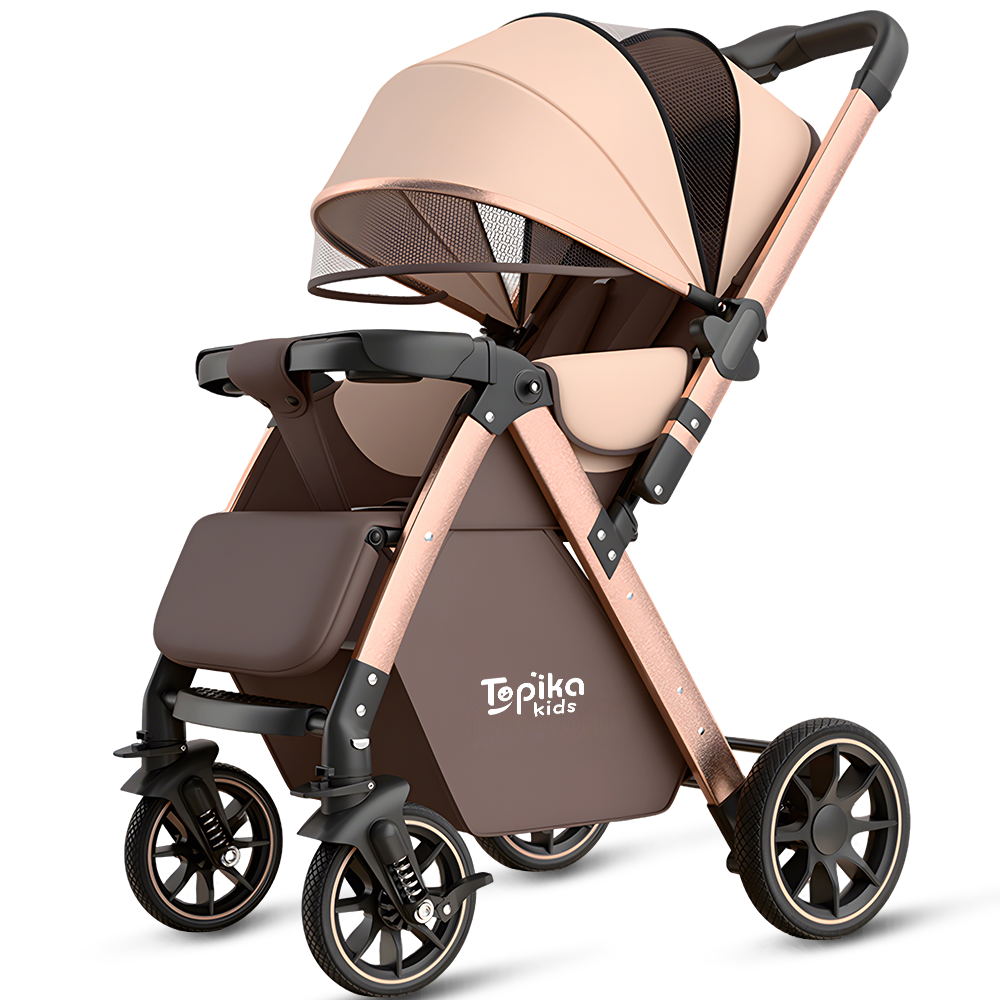 TopikaKids Portable Baby Stroller Pram, Dual Push Foldable