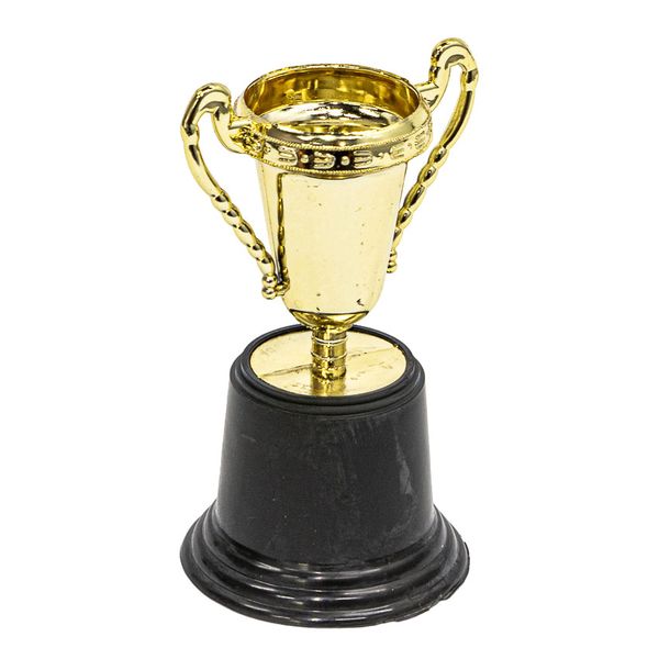 Mini Gold Cup Trophy with Handle on Black Base - 10cm Height
