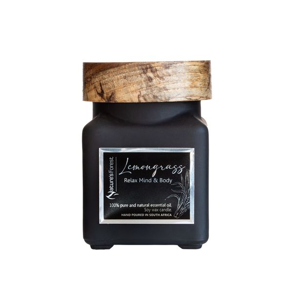 Nature's Forest - Lemongrass Essential Soy Candle - Wooden Wick