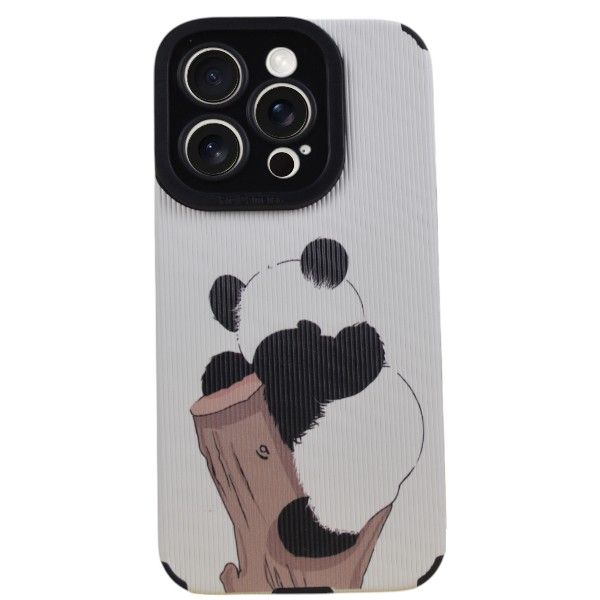 Shy Panda Print Silicone Phone Cover - iPhone Compatible With - iPhone 15 Pro