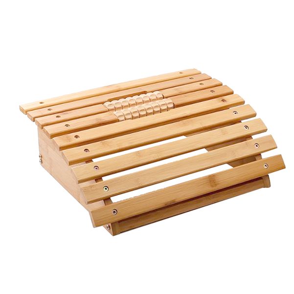 Bamboo Under Desk Footrest with Massage for Office Home