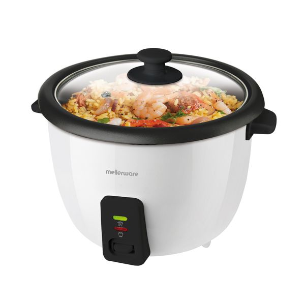 Mellerware Rice Cooker With Glass Lid Plastic White 600ml 300W